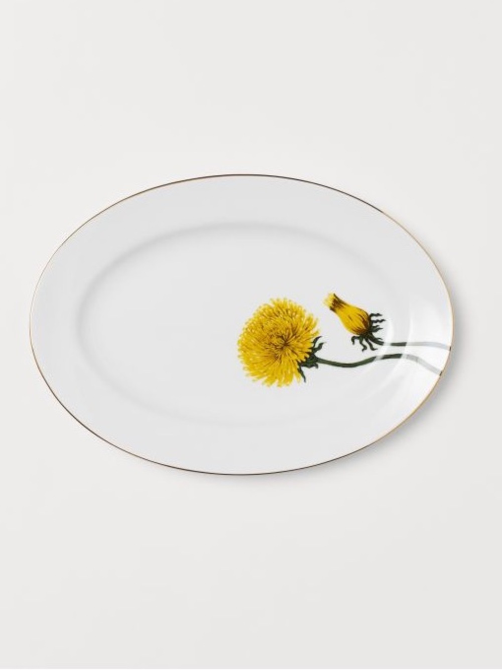 H&M HOME DANDELION OVAL SERVING PLATE FLORAL BUD